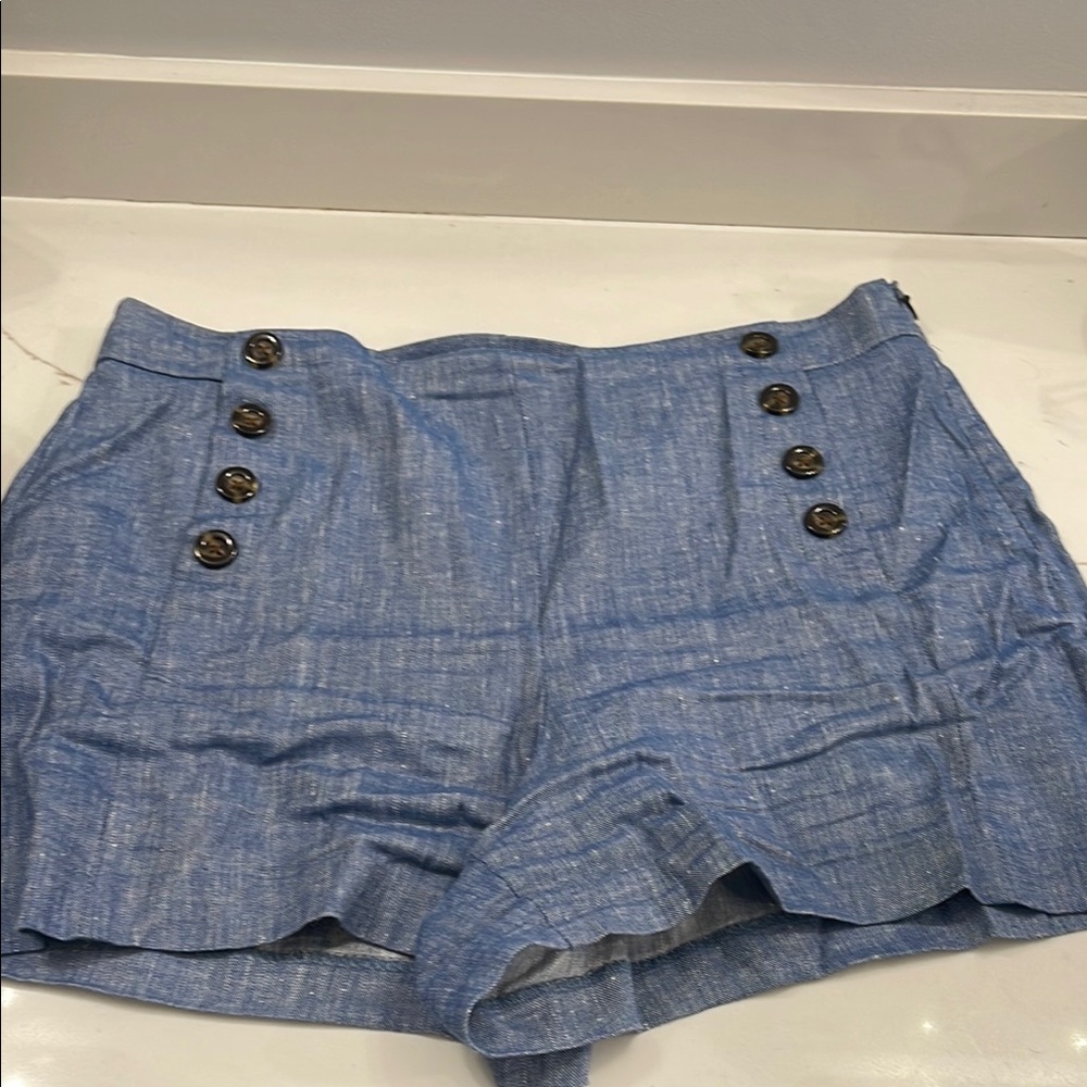 Ann Taylor High Waist Blue Dress Shorts